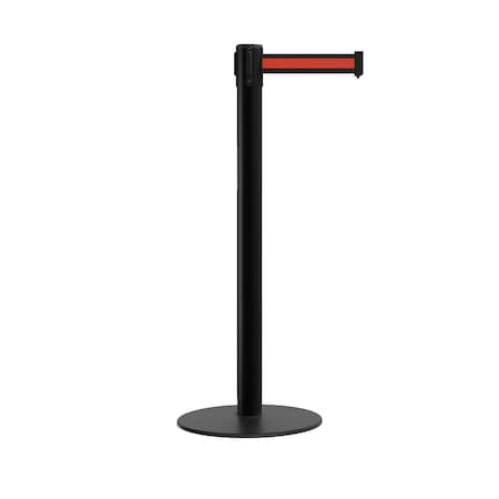 Stanchion Belt Barrier Flat Base Black Post 11 Ft Black/Red HL Belt